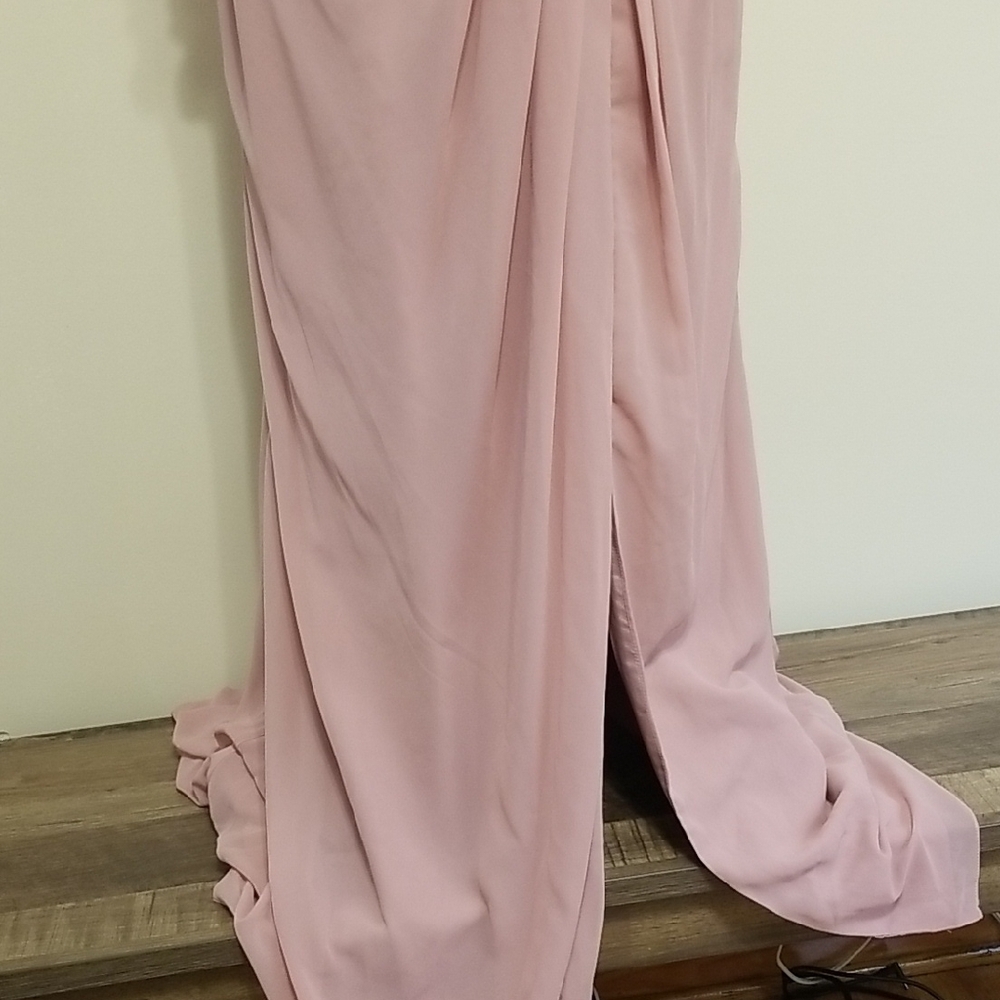 NWT AZAZIE Libby Dusty Rose A-Line Sequins Chiffon Floor-Length Dress Wedding 14 - Picture 5 of 16